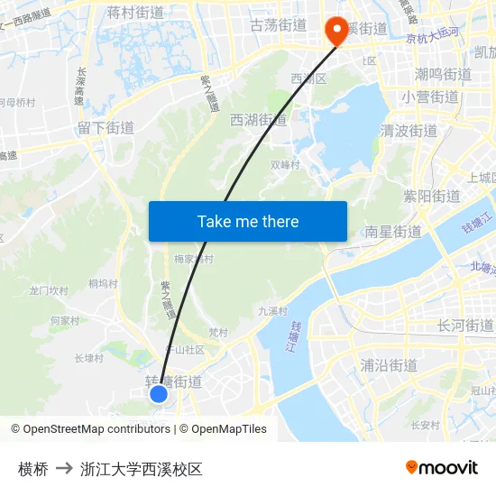 横桥 to 浙江大学西溪校区 map