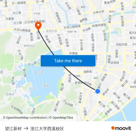 望江新村 to 浙江大学西溪校区 map