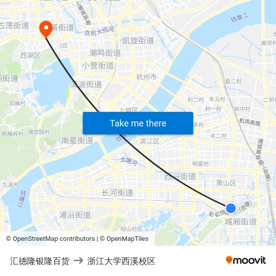 汇德隆银隆百货 to 浙江大学西溪校区 map