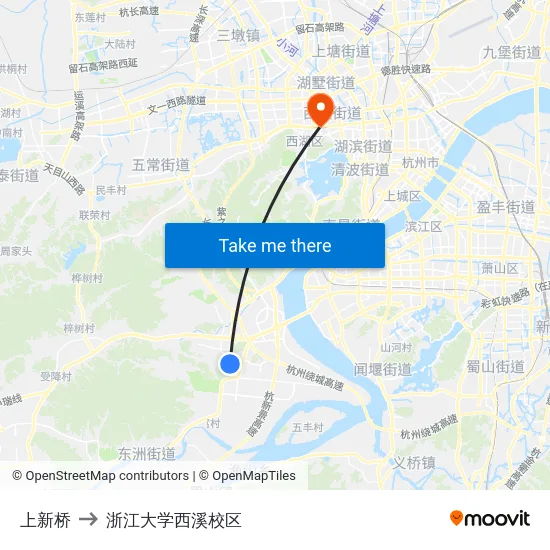 上新桥 to 浙江大学西溪校区 map
