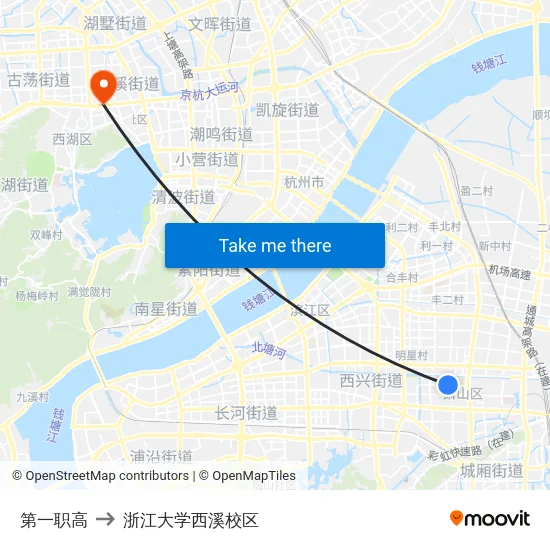第一职高 to 浙江大学西溪校区 map