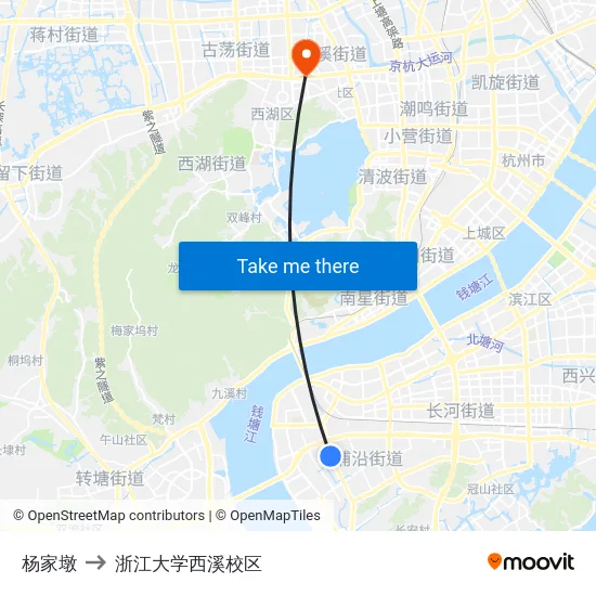 杨家墩 to 浙江大学西溪校区 map