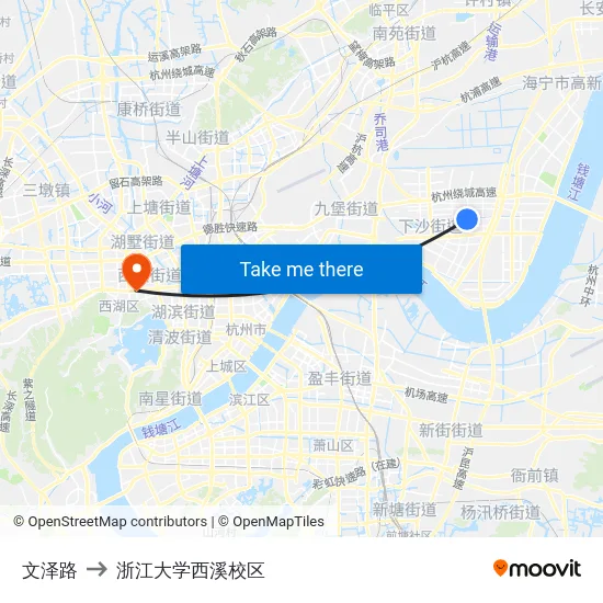 文泽路 to 浙江大学西溪校区 map