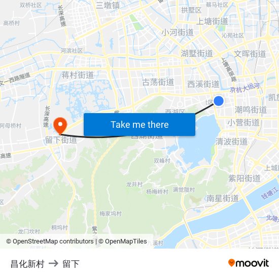 昌化新村 to 留下 map