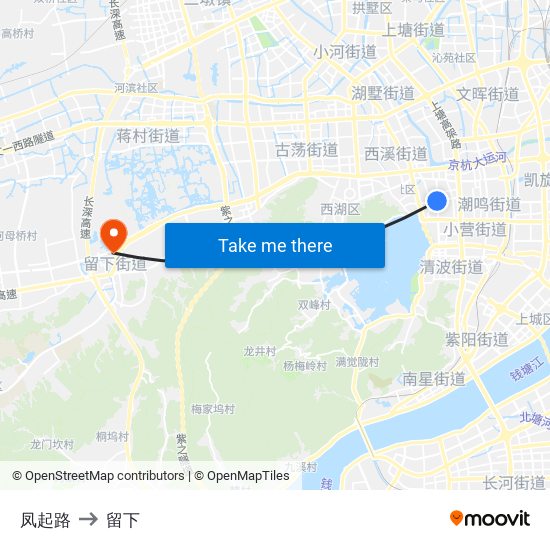 凤起路 to 留下 map