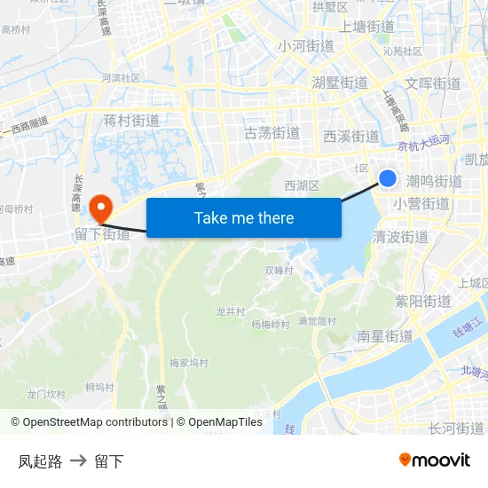 凤起路 to 留下 map