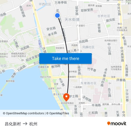 昌化新村 to 杭州 map