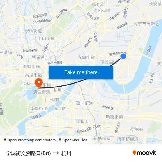 学源街文溯路口(Brt) to 杭州 map