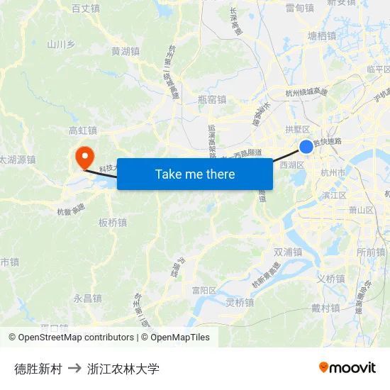 德胜新村 to 浙江农林大学 map