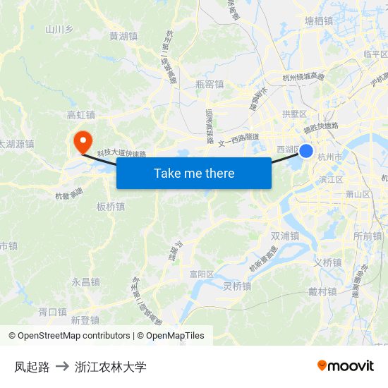 凤起路 to 浙江农林大学 map