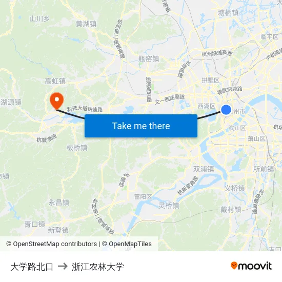 大学路北口 to 浙江农林大学 map