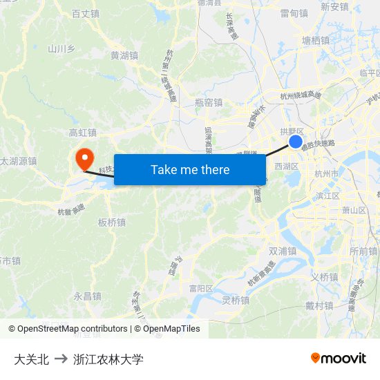大关北 to 浙江农林大学 map