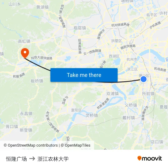 恒隆广场 to 浙江农林大学 map
