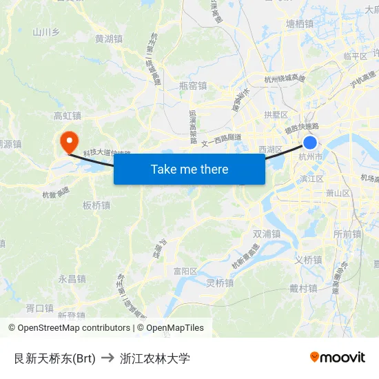 艮新天桥东(Brt) to 浙江农林大学 map
