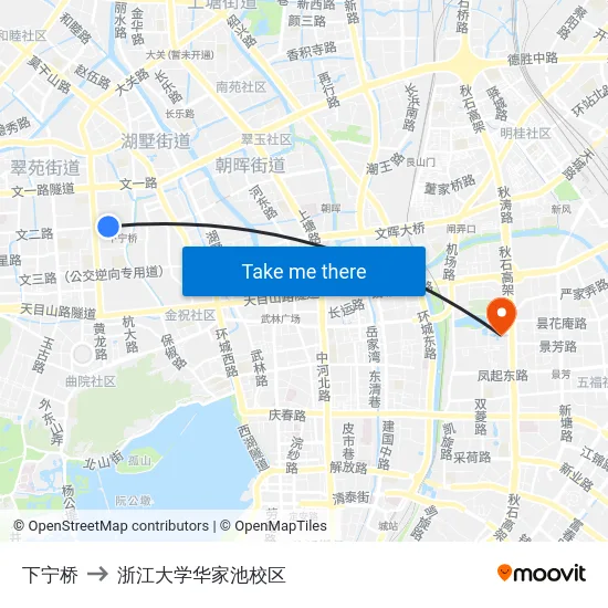 下宁桥 to 浙江大学华家池校区 map