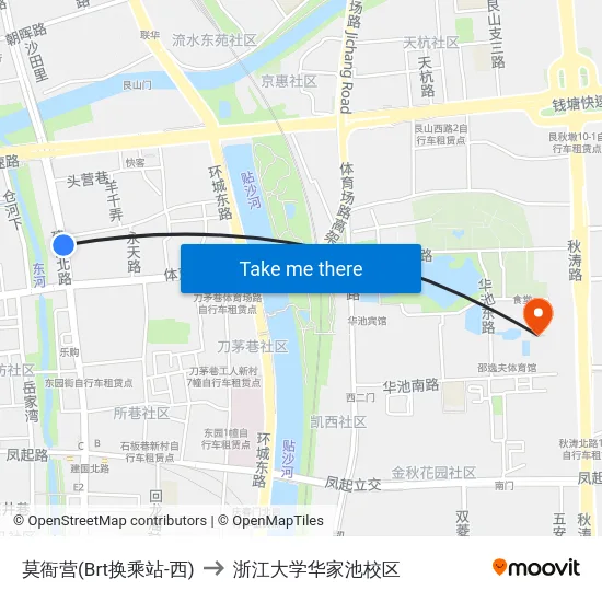 莫衙营(Brt换乘站-西) to 浙江大学华家池校区 map