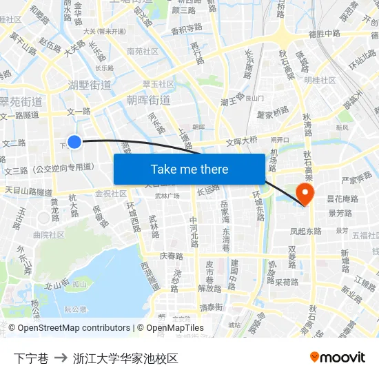 下宁巷 to 浙江大学华家池校区 map