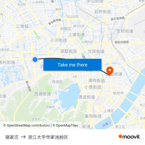 骆家庄 to 浙江大学华家池校区 map