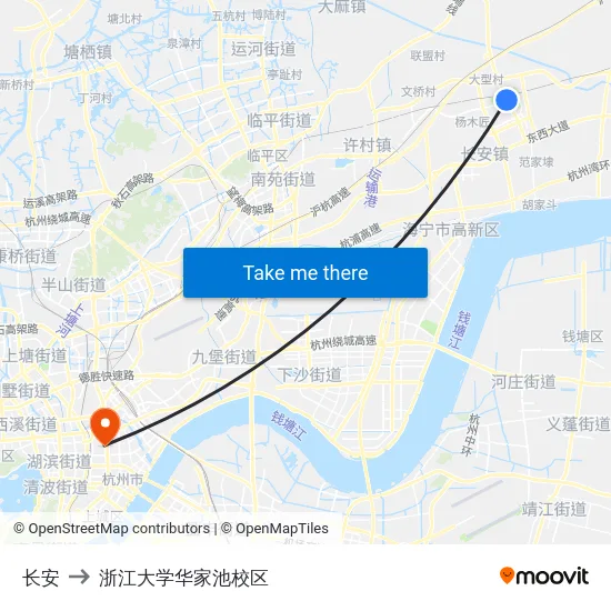 长安 to 浙江大学华家池校区 map