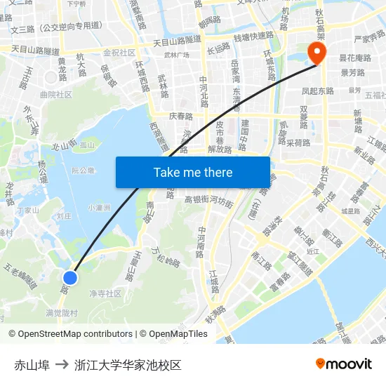 赤山埠 to 浙江大学华家池校区 map