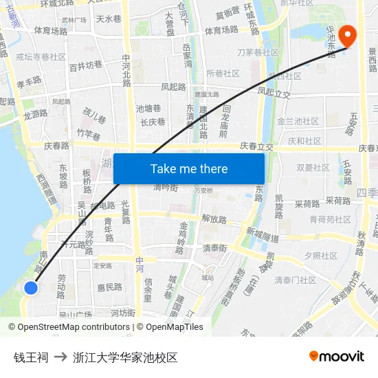钱王祠 to 浙江大学华家池校区 map