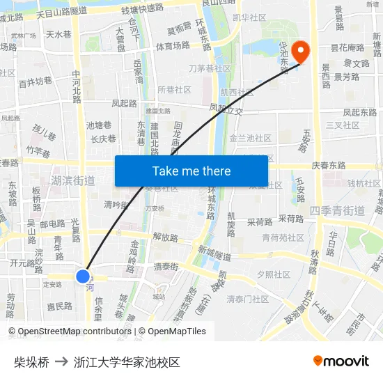 柴垛桥 to 浙江大学华家池校区 map