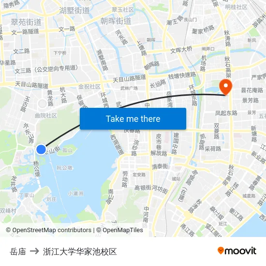 岳庙 to 浙江大学华家池校区 map