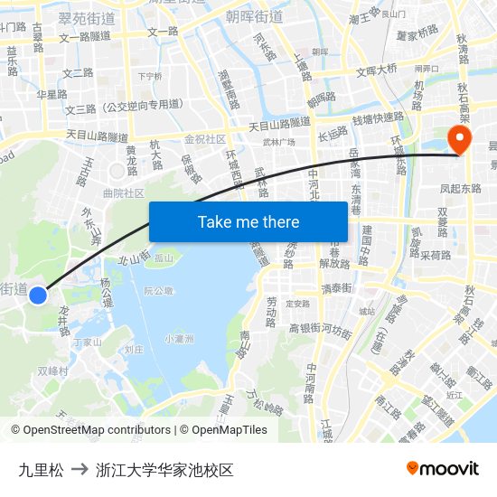 九里松 to 浙江大学华家池校区 map