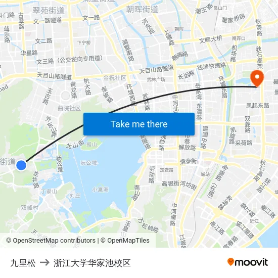 九里松 to 浙江大学华家池校区 map