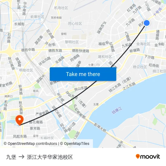 九堡 to 浙江大学华家池校区 map