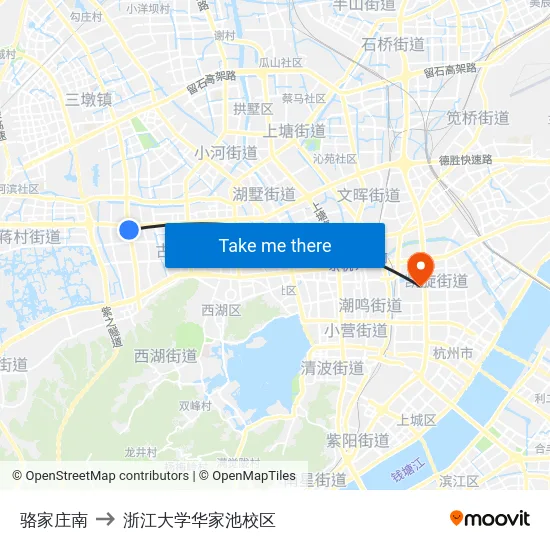 骆家庄南 to 浙江大学华家池校区 map