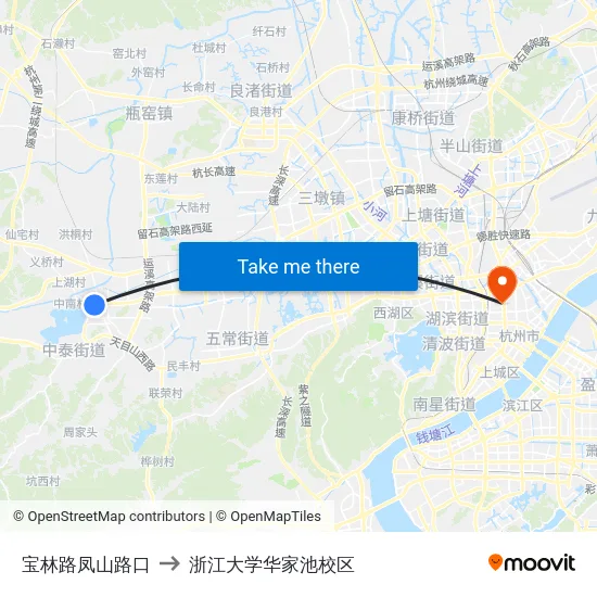 宝林路凤山路口 to 浙江大学华家池校区 map