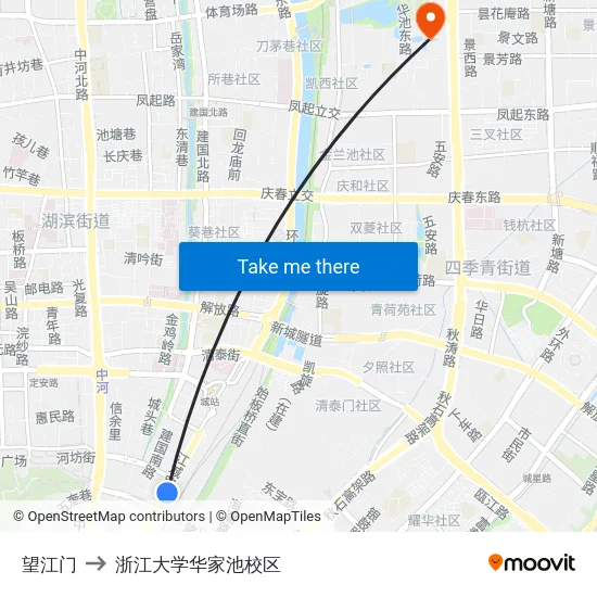 望江门 to 浙江大学华家池校区 map