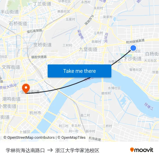 学林街海达南路口 to 浙江大学华家池校区 map