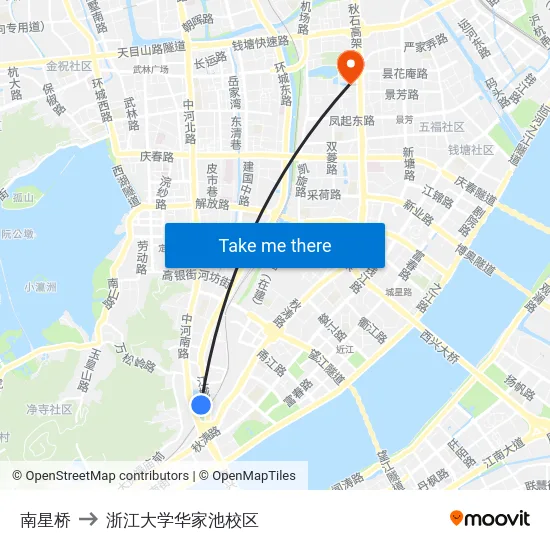 南星桥 to 浙江大学华家池校区 map