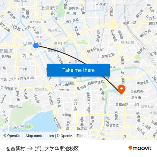 仓基新村 to 浙江大学华家池校区 map