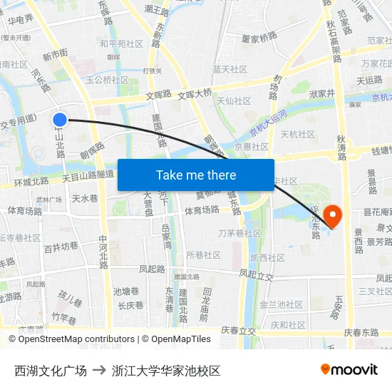 西湖文化广场 to 浙江大学华家池校区 map