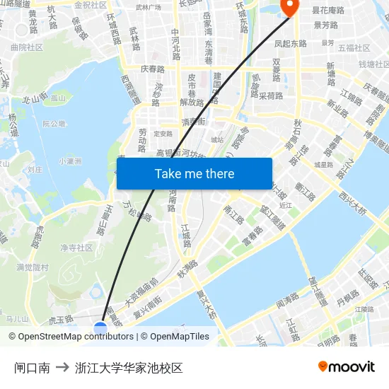 闸口南 to 浙江大学华家池校区 map