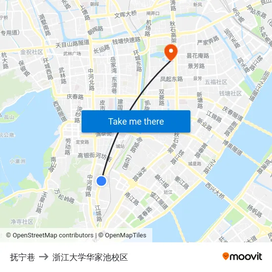 抚宁巷 to 浙江大学华家池校区 map