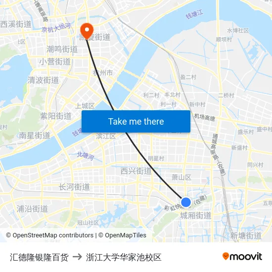 汇德隆银隆百货 to 浙江大学华家池校区 map