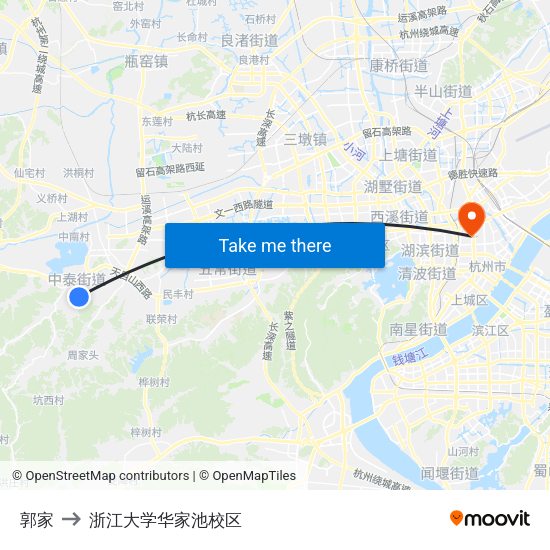 郭家 to 浙江大学华家池校区 map