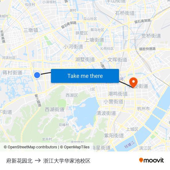 府新花园北 to 浙江大学华家池校区 map