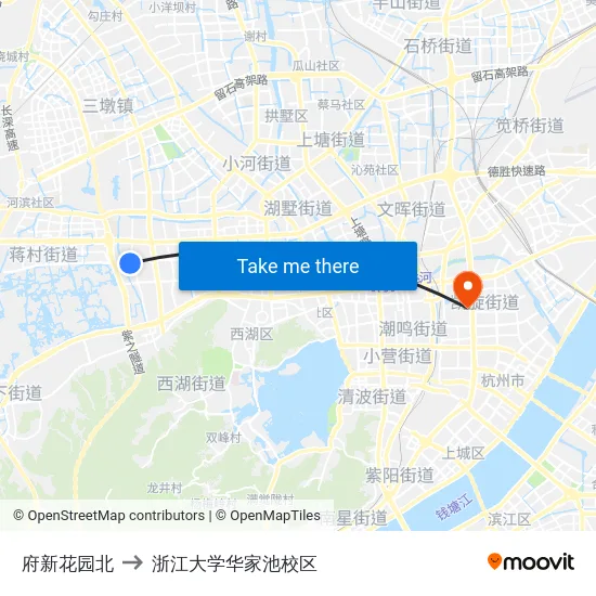府新花园北 to 浙江大学华家池校区 map