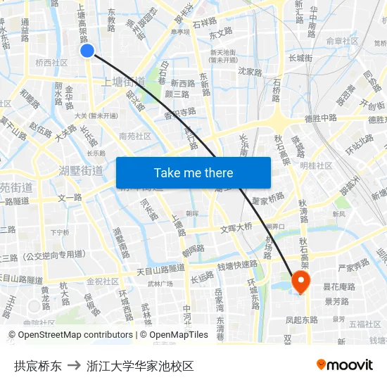 拱宸桥东 to 浙江大学华家池校区 map