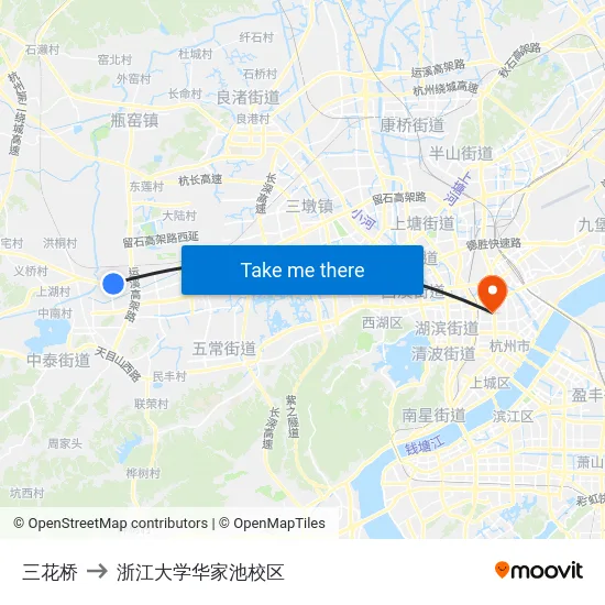 三花桥 to 浙江大学华家池校区 map