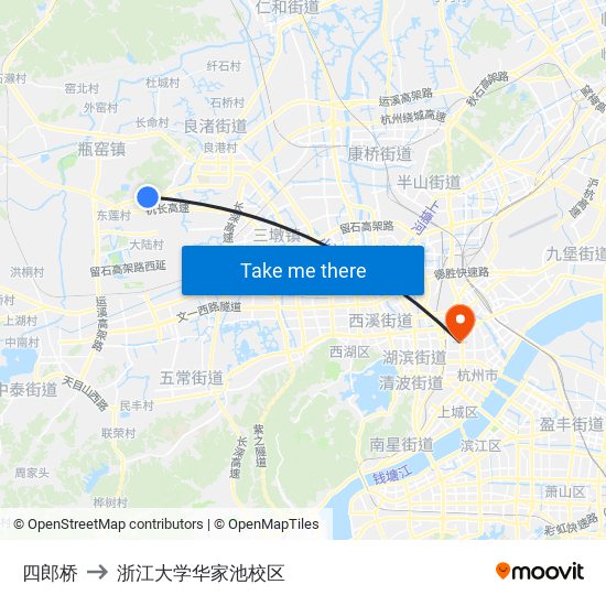 四郎桥 to 浙江大学华家池校区 map