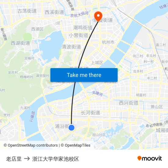 老店里 to 浙江大学华家池校区 map