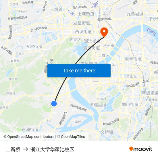 上新桥 to 浙江大学华家池校区 map