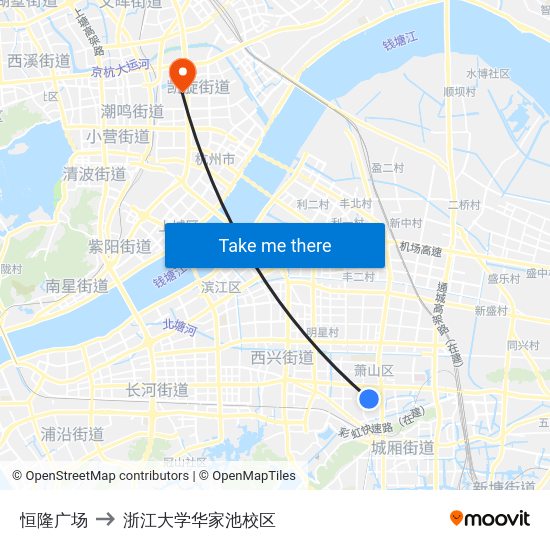 恒隆广场 to 浙江大学华家池校区 map