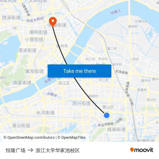 恒隆广场 to 浙江大学华家池校区 map